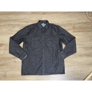 Enjoi Skater Shirt Mens Sz L Button Up Long Sleeve Pocket Rodney Mullen Y2K